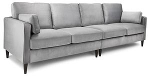 Manichean Plush Velvet 4 Seater Sofa In Grey