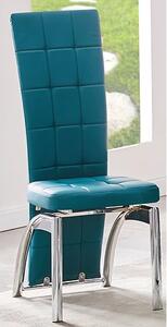 Ravenna Faux Leather Dining Chair In Teal With Chrome Legs