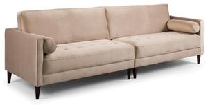 Herbart Plush Velvet 4 Seater Sofa In Beige