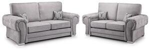 Verna Fullback Fabric 3+2 Seater Sofa Set In Grey