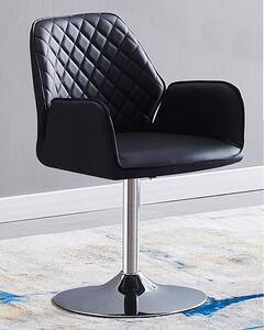 Bucketeer Faux Leather Dining Chair In Black With Swivel Action