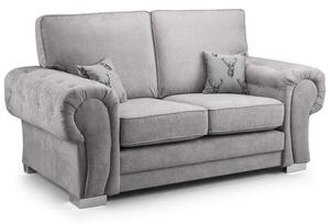 Verna Fullback Fabric 2 Seater Sofa In Grey