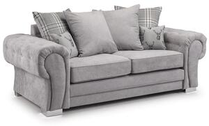 Verna Scatterback Fabric 3 Seater Sofa In Grey