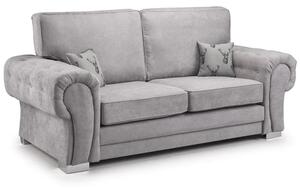 Verna Fullback Fabric 3 Seater Sofa In Grey