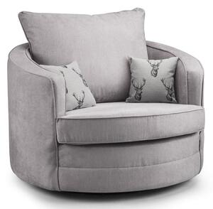 Verna Scatterback Fabric Swivel Armchair In Grey