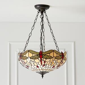 Dragonfly Beige 3 Lights Medium Inverted Pendant Light In Bronze