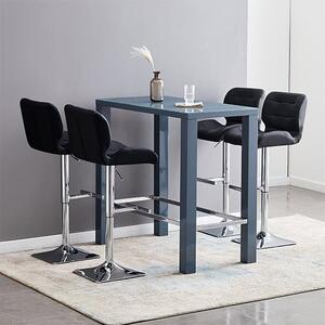 Jam Rectanuglar Glass Grey Bar Table 4 Candid Black Stools