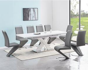 Axara Large Extending White Dining Table 8 Summer Grey Chairs