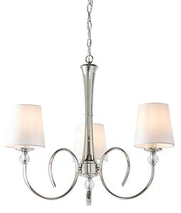 Fabia 3 Lights White Shades Pendant Light In Polished Nickel