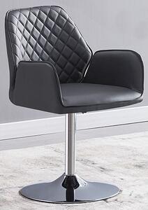 Bucketeer Faux Leather Dining Chair In Grey with Swivel Action