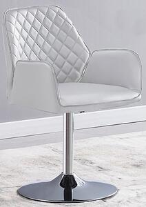 Bucketeer Faux Leather Dining Chair In White with Swivel Action