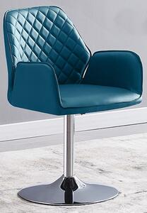 Bucketeer Faux Leather Dining Chair In Teal with Swivel Action