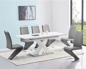 Axara Large Extending White Dining Table 6 Summer Grey Chairs