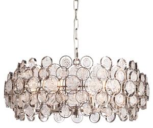 Marella 6 Light Glass Medallions Pendant Light In Bright Nickel