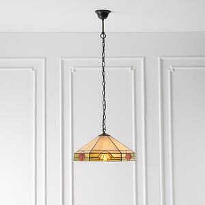 Nevada Medium Tiffany Glass Pendant Light In Dark Bronze