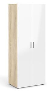 Perkin High Gloss Wardrobe With 2 Doors In Oak And White