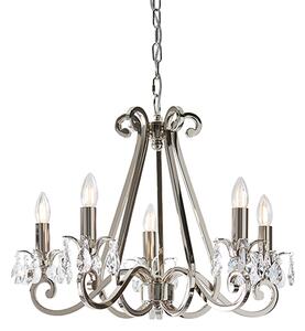 Oksana 5 Lights Clear Crystal Pendant Light In Polished Nickel