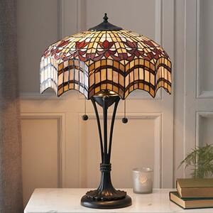 Vesta Medium Tiffany Glass Table Lamp In Dark Bronze