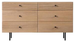 Okonma Wooden Chest Of 6 Drawers With Metal Legs In Oak