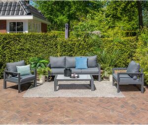 Zeal Outdoor Fabric Lounge Set With Coffee Table In Mystic Grey