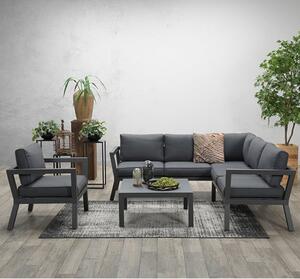 Cupar Fabric Lounge Set With Coffee Table In Reflex Black