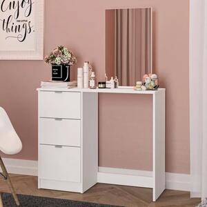 Madisen Wooden Dressing Table With 3 Drawer And Mirror In White