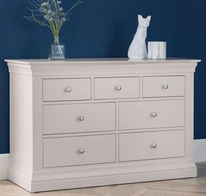 Calida Wide Wooden Chest Of 7 Drawers In Light Grey