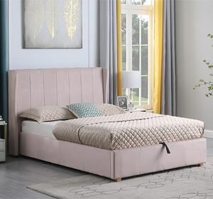 Ashburton Velvet Fabric Storage King Size Bed In Pink