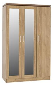 Crieff Mirrored Wardrobe With 3 Doors In Oak Effect