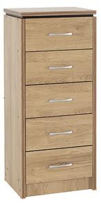 Crieff Narrow Wooden Chest Of 5 Drawers In Oak Effect