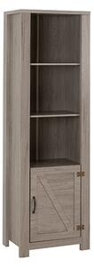 Zino Wooden Bookcase With 1 Door In Grey Wood Grain