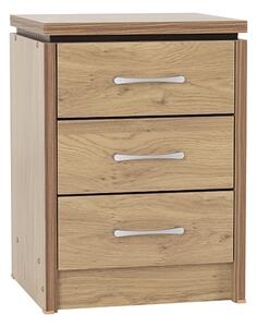 Crieff Wooden Bedside Cabinet With 3 Drawers In Oak Effect