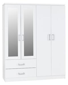 Crieff Mirrored Wardrobe With 4 Doors 2 Drawers In White