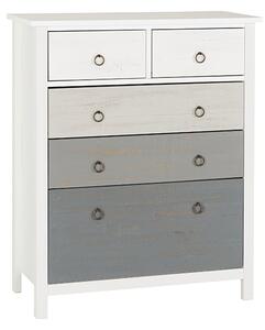 Verox Wooden Chest Of 5 Drawers In White And Grey