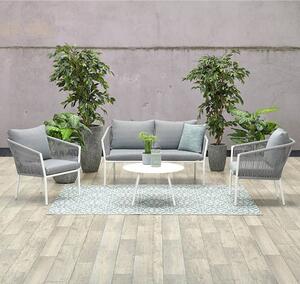 Fleao Outdoor Fabric Lounge Set With Coffee Table In Light Grey