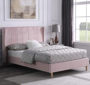 Ashburton Velvet Fabric King Size Bed In Pink