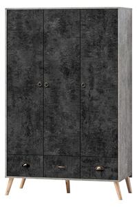 Noein Wooden Wardrobe With 3 Doors And 3 Drawers In Charcoal