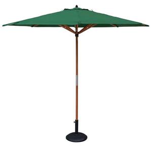 Walsall Green Polyester Parasol With Wooden Pole And Base