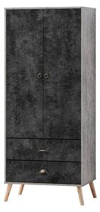 Noein Wooden Wardrobe With 2 Doors And 2 Drawers In Charcoal