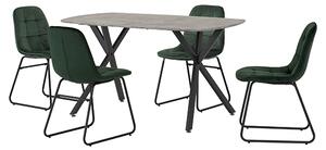 Alsip Dining Table In Concrete Effect With 4 Lyster Green Chair