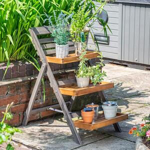 Arundel Small Ladder Style Planter In Grey Wash And Natural