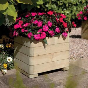 Marsden Square Wooden Planter In Natural Timer