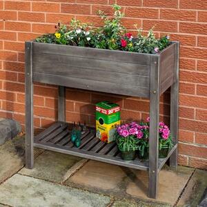 Arundel Wooden Raised Planter In Grey Wash