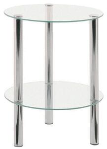 2 Tier Clear Glass Table With Chrome Legs