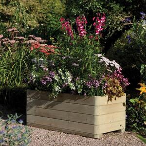 Marsden Rectangular Wooden Planter In Natural Timer