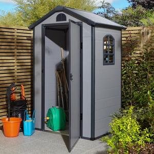 Alloya Plastic 4x3 Apex Shed In Light Grey