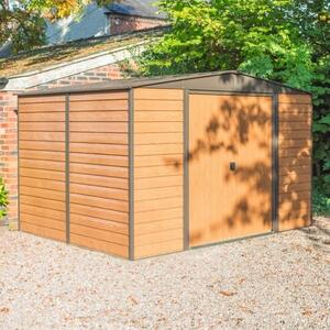 Watten Metal 10x8 Apex Shed In Wood Grain