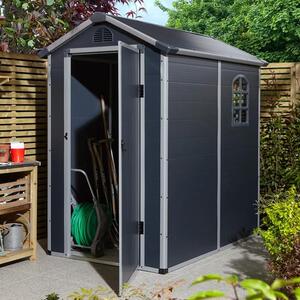 Alloya Plastic 4x6 Apex Shed In Dark Grey