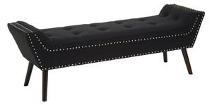 Alicia Fabric Hallway Seating Bench In Black With Wooden Legs