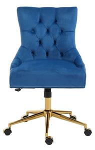 Anatolia Velvet Home And Office Chair In Blue